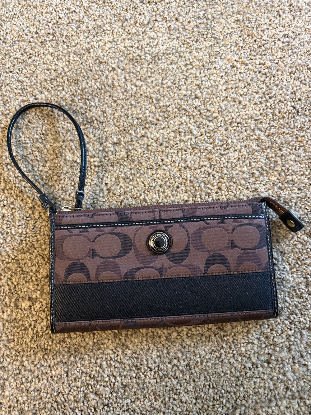 Coach Brown Signature Wristlet